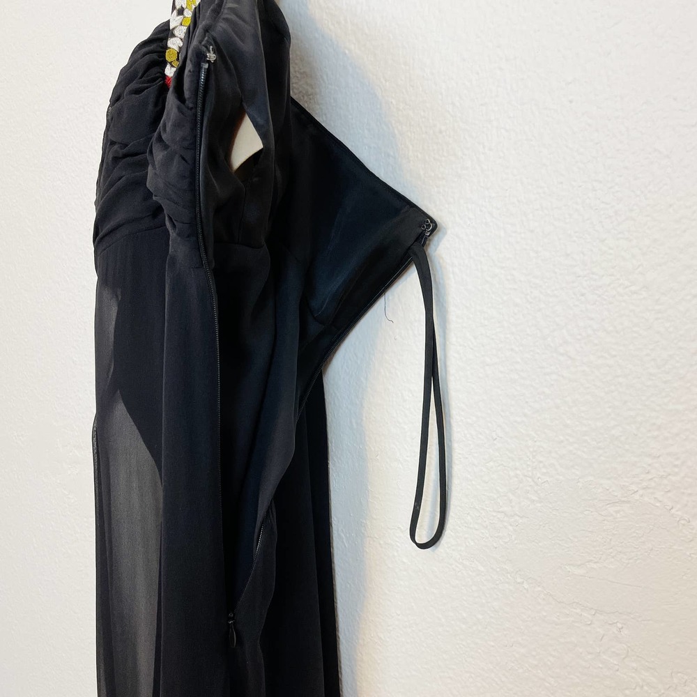 Nicole Miller Embellished Collar Silk Gown Black Size 4 - Picture 8 of 11